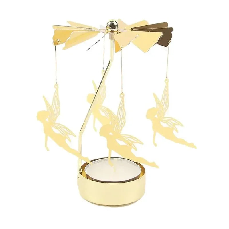 Rotating Metal Candlestick Holder - Snowflake