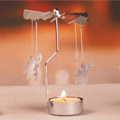 Rotating Metal Candlestick Holder - Snowflake