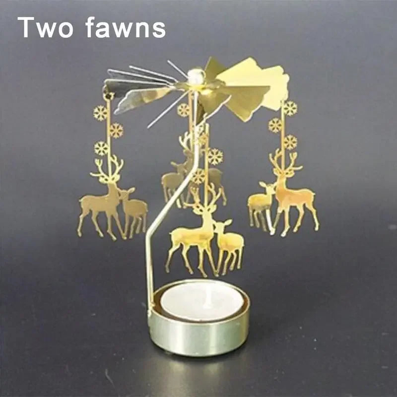 Rotating Metal Candlestick Holder - Snowflake