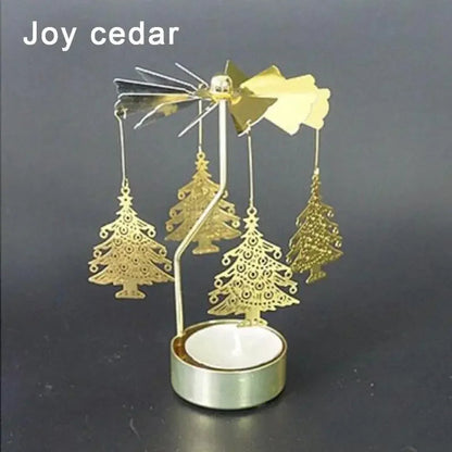 Rotating Metal Candlestick Holder - Snowflake