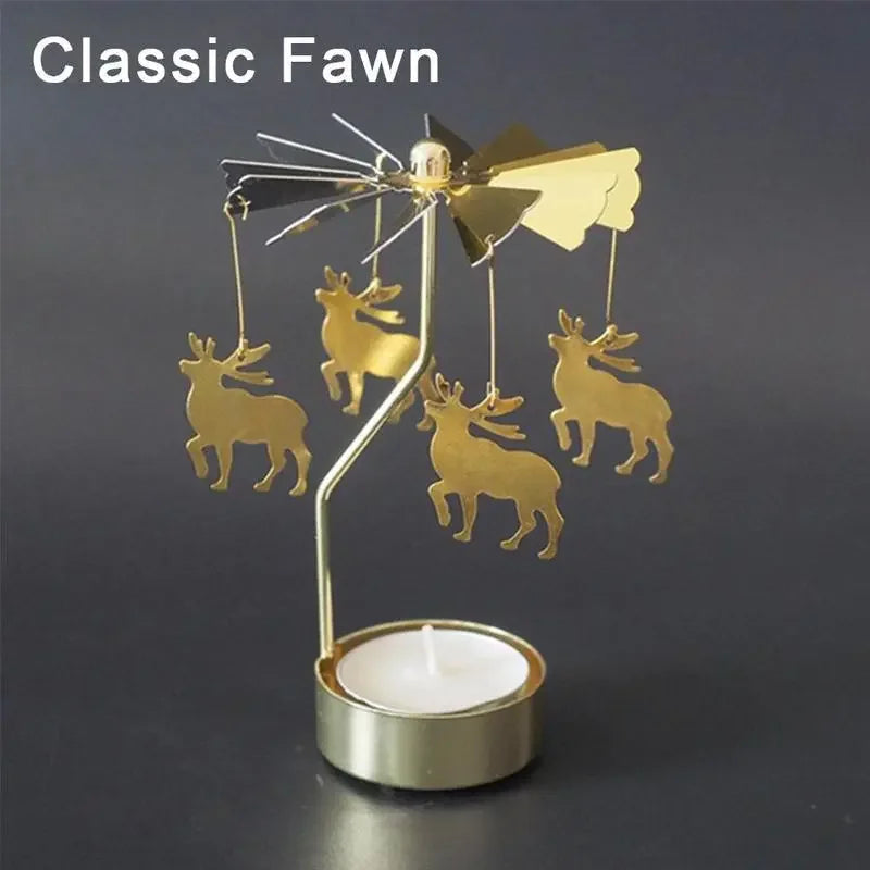 Rotating Metal Candlestick Holder - Snowflake