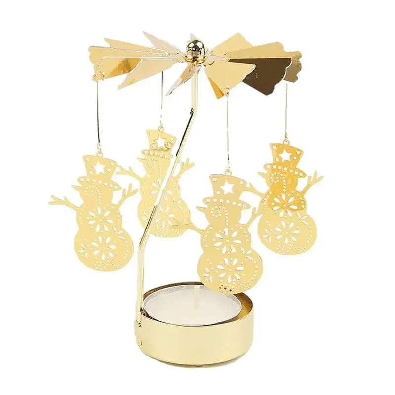 Rotating Metal Candlestick Holder - Snowflake