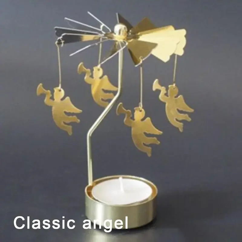 Rotating Metal Candlestick Holder - Snowflake