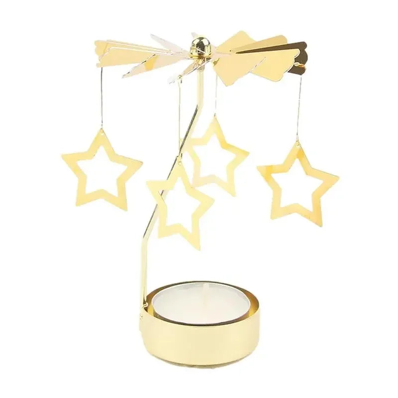 Rotating Metal Candlestick Holder - Snowflake