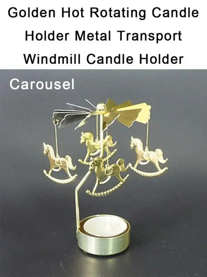 Rotating Metal Candlestick Holder - Snowflake