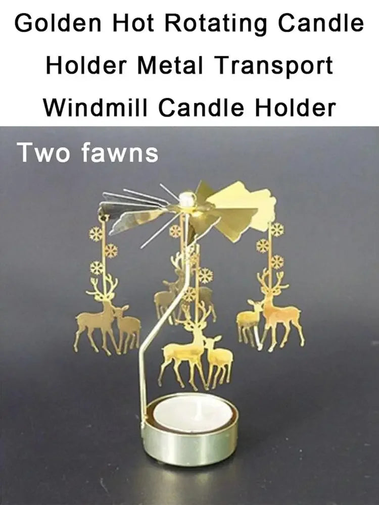 Rotating Metal Candlestick Holder - Snowflake