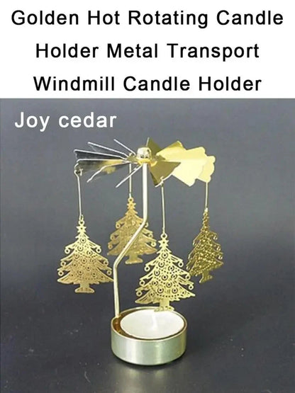 Rotating Metal Candlestick Holder - Snowflake