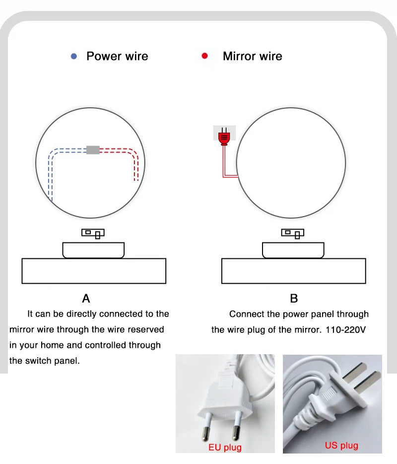 Round LED Defogging Mirror 40/50/60CM