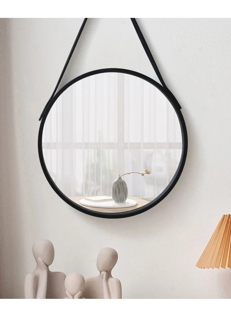 Round Wooden Border Vanity Mirror