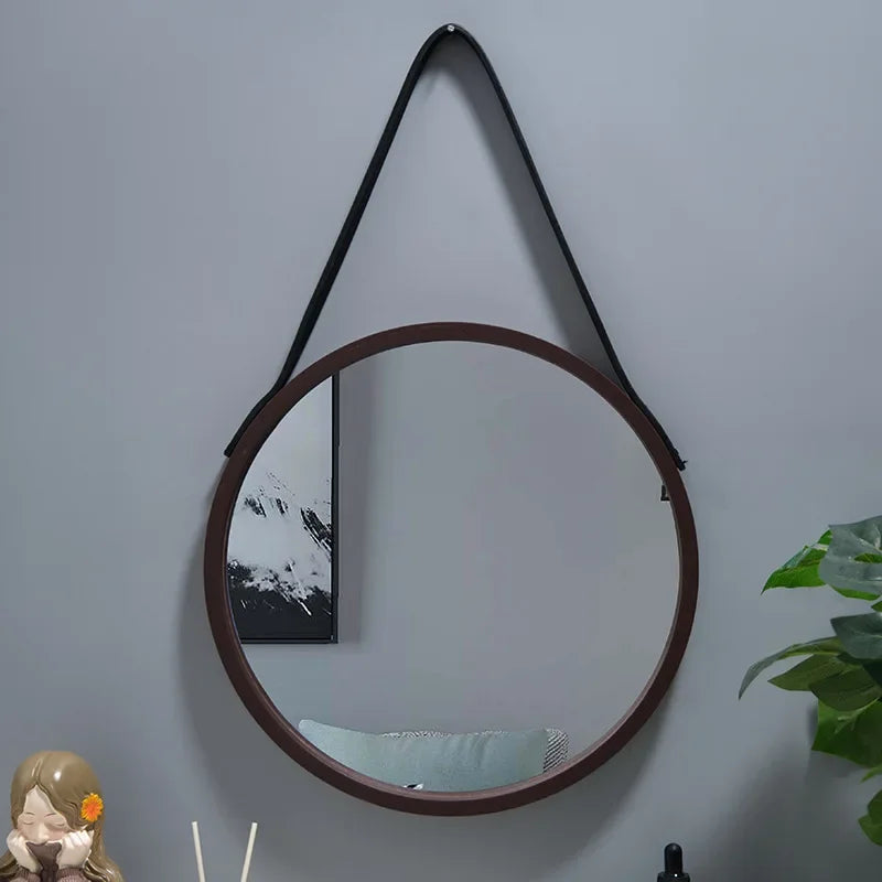 Round Wooden Border Vanity Mirror