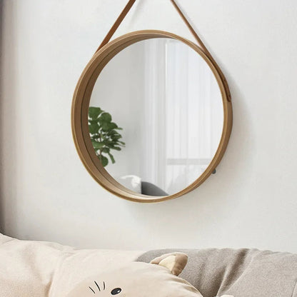 Round Wooden Border Vanity Mirror