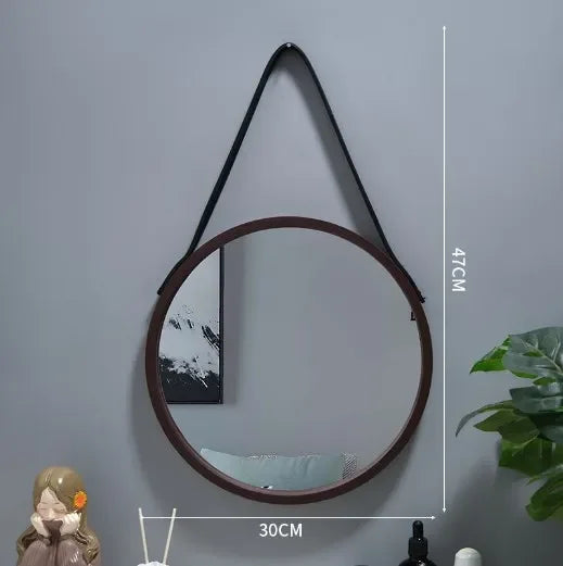 Round Wooden Border Vanity Mirror