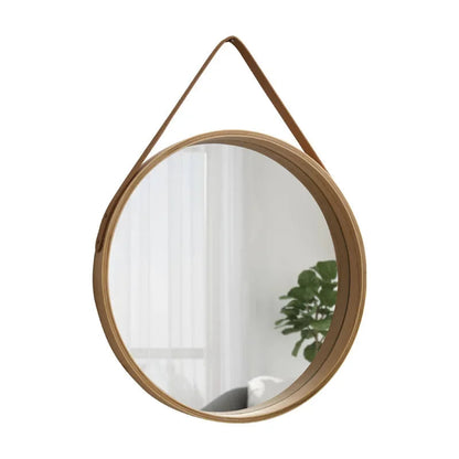 Round Wooden Border Vanity Mirror