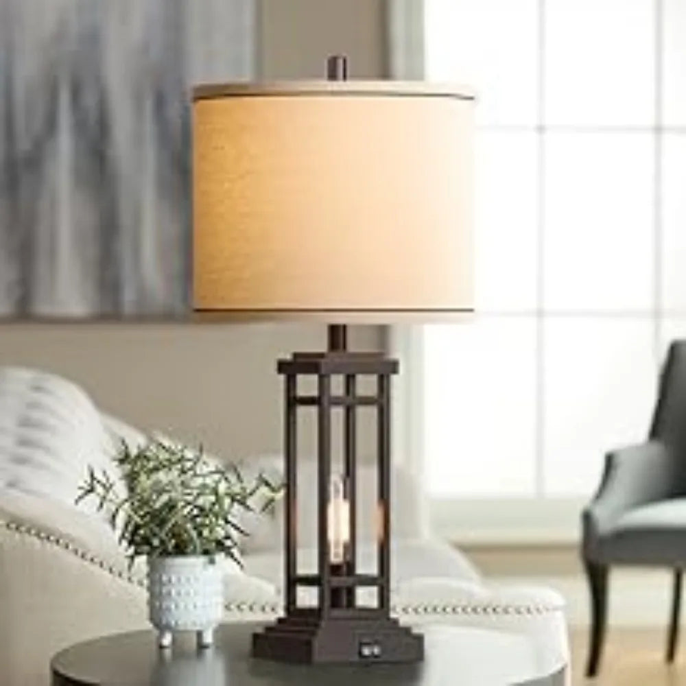 Rustic Black Table Lamps with USB