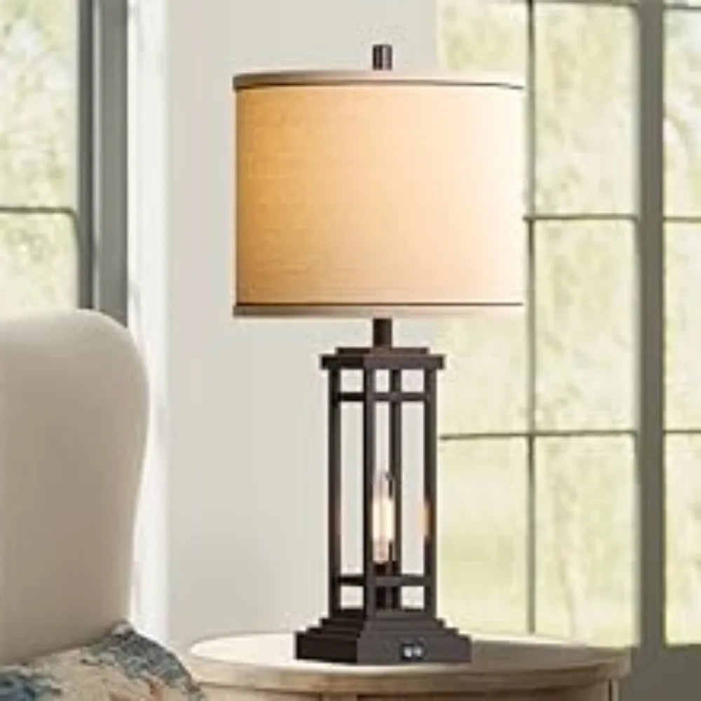 Rustic Black Table Lamps with USB