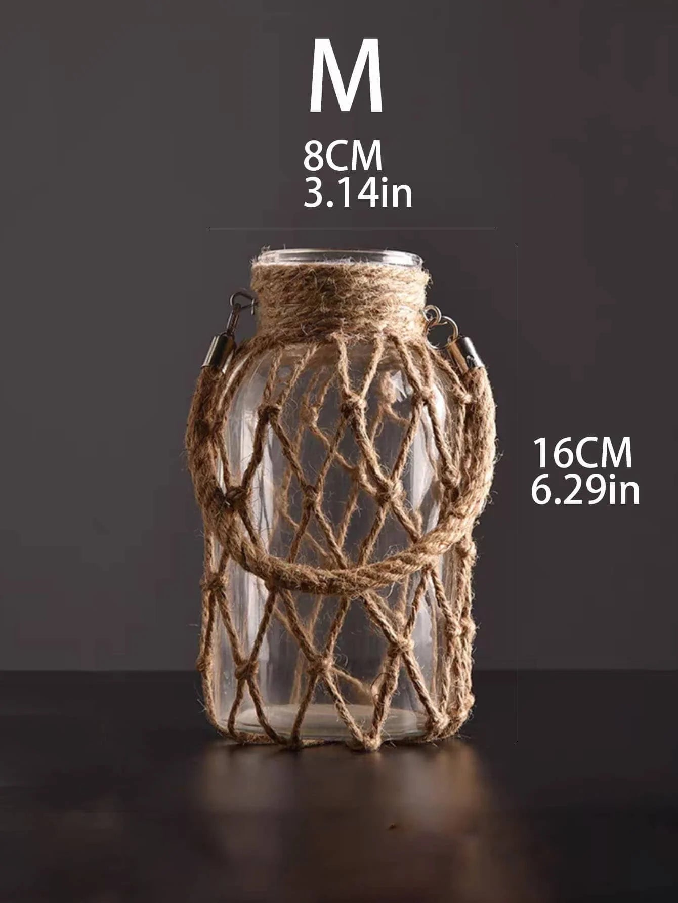 Rustic Glass Hanging Vase with Rope