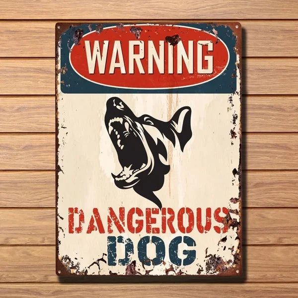 Rustic Vintage Dog Warning Sign