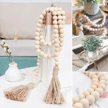 Rustic Wood Bead Garland Decor