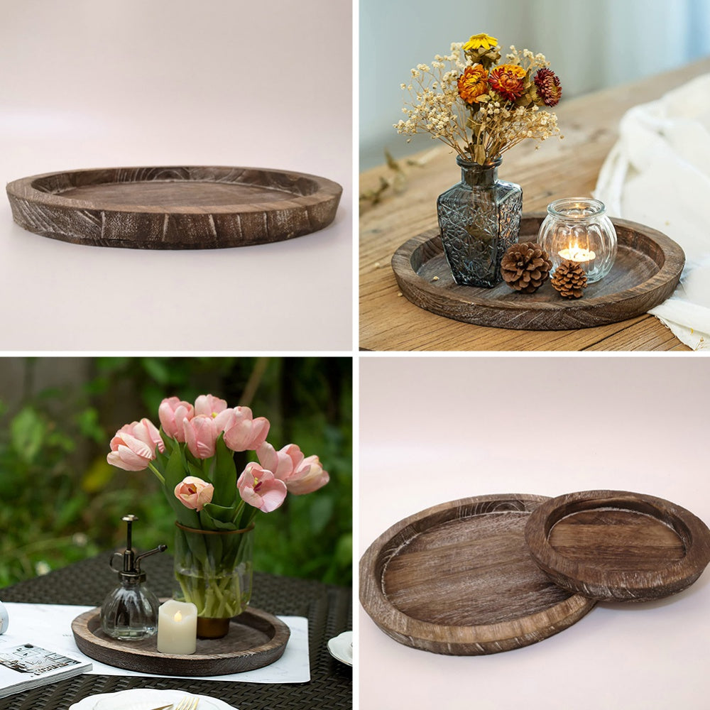 Rustic Wooden Candle Holder Set