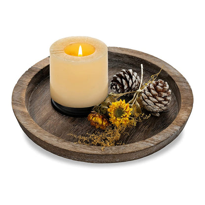 Rustic Wooden Candle Holder Set