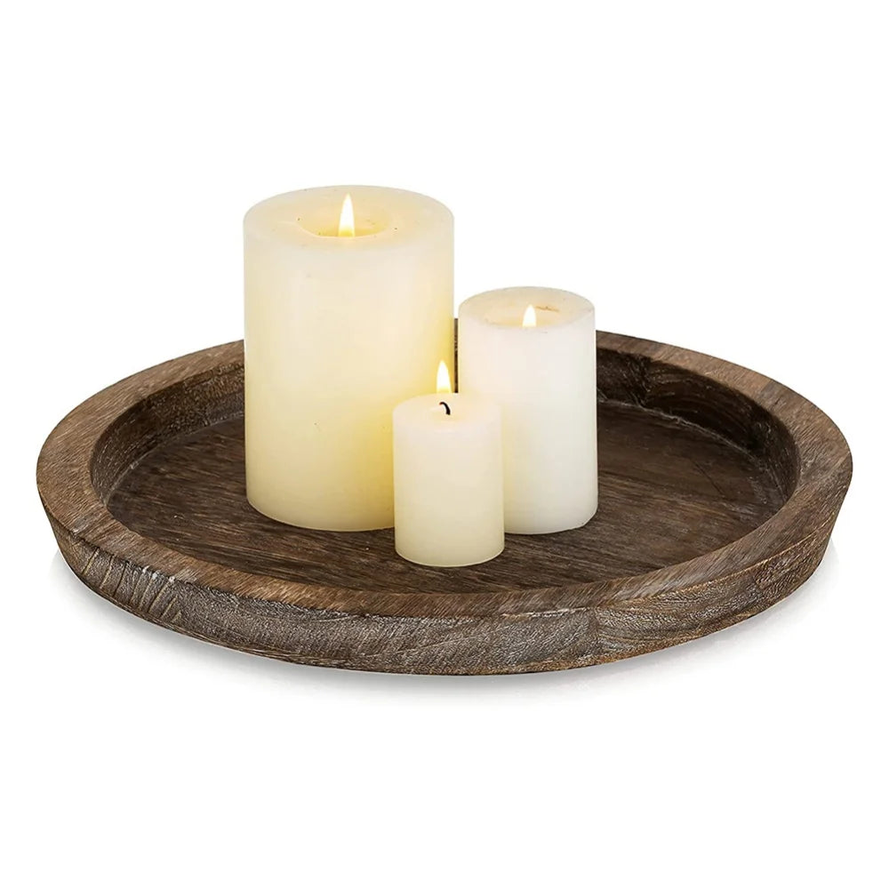 Rustic Wooden Candle Holder Set