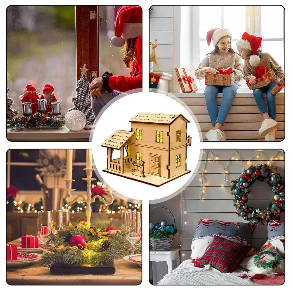 Rustic Wooden LED Christmas Cottage