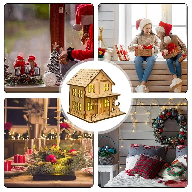 Rustic Wooden LED Christmas Cottage