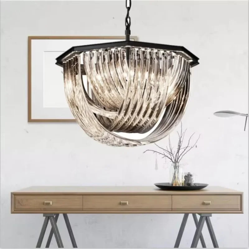 DecorBites™ Black Metal E14 Led Pendant Lights: Retro Loft Chain Hanging Lamp for Living Room