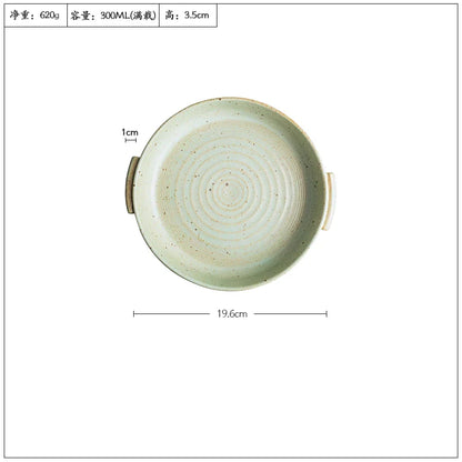 DecorBites™ Handmade Ceramic Sushi Plate with Handle - Retro Japanese Fruit Plate