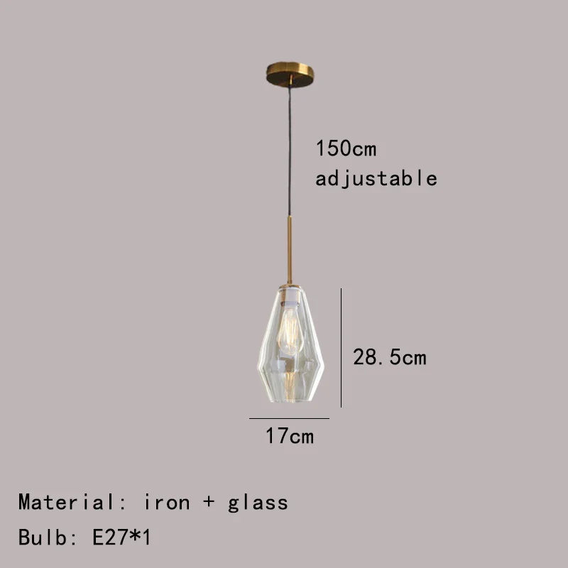 Lámpara colgante DecorBites™ de cristal ámbar gris para iluminación del hogar y la oficina