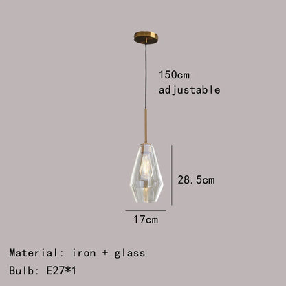 Lámpara colgante DecorBites™ de cristal ámbar gris para iluminación del hogar y la oficina