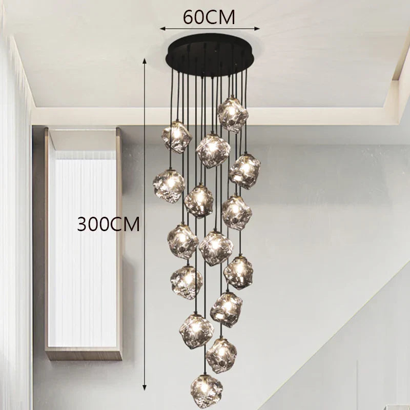 Black Modern LED Chandelier 19-Head Smoky Grey