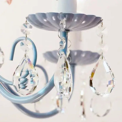 ثريا ديكوربايتس™ من الكريستال الأزرق لغرفة نوم الأميرة - مصابيح معلقة على شكل زهور رومانسية للأطفال