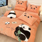 Decobites Pink Panda Applique Embroidery Bedding Set Double Queen Duvet Cover Bed Sheet Pillowcases