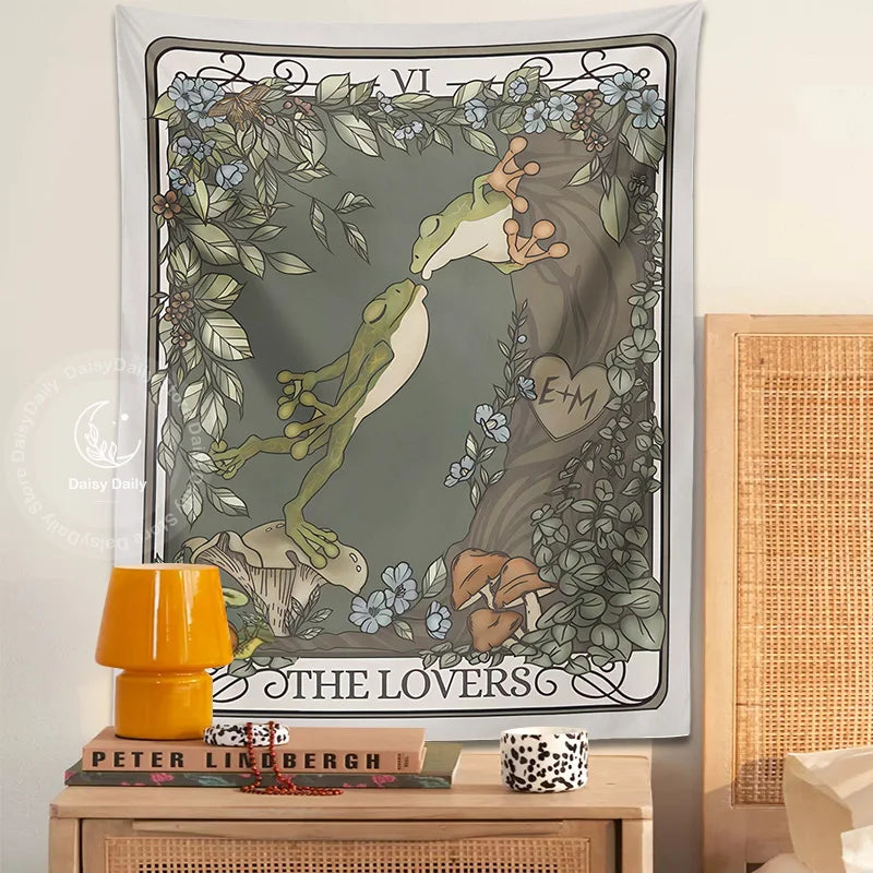 Decobites Frog Lover Tarot Tapestry: Cute Boho Room Decor & Bedroom Wall Hanging