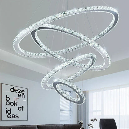 DecorBites™ Gold Gloss LED Crystal Ring Chandelier for Modern Luxury Living Room