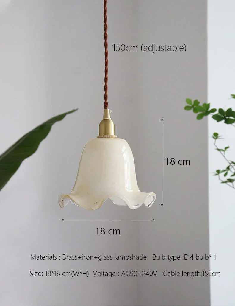 DecorBites™ Glass LED Pendant Lamp: Minimalist European Style, Retro Design, Luxury Brass Finish