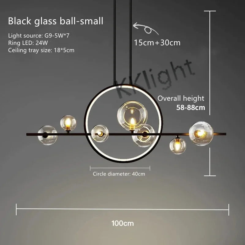 DecorBites™ Glass Bubble Chandelier: Modern Nordic LED Pendant Lighting for Dining Room & Kitchen