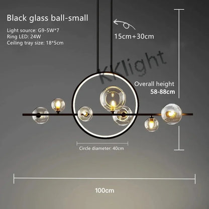 DecorBites™ Glass Bubble Chandelier: Modern Nordic LED Pendant Lighting for Dining Room & Kitchen