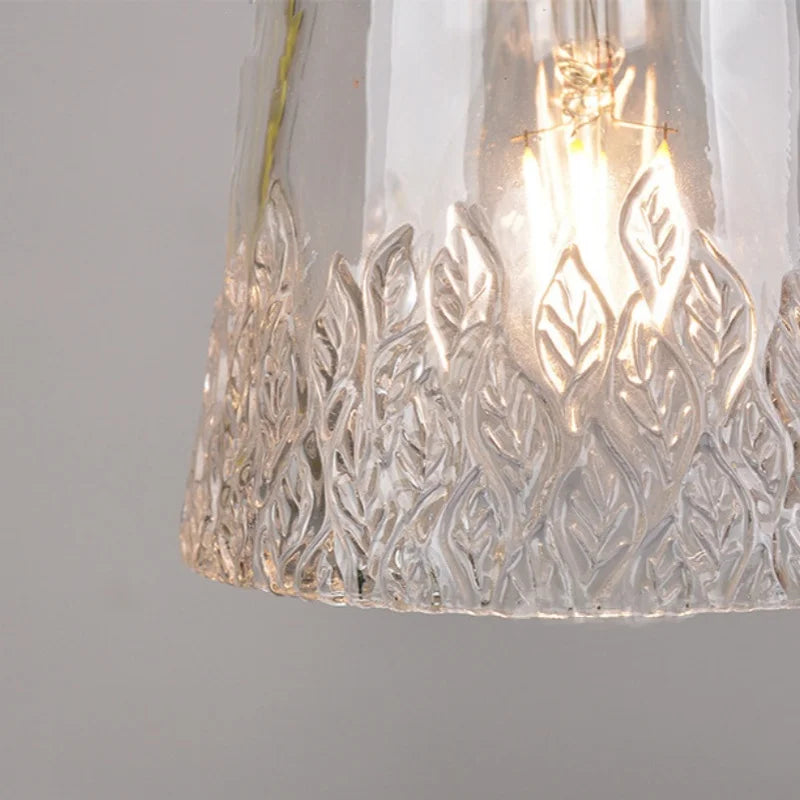 DecorBites™ Clear Leaf Glass LED Pendant Copper Switch Kitchen Dining Room Light