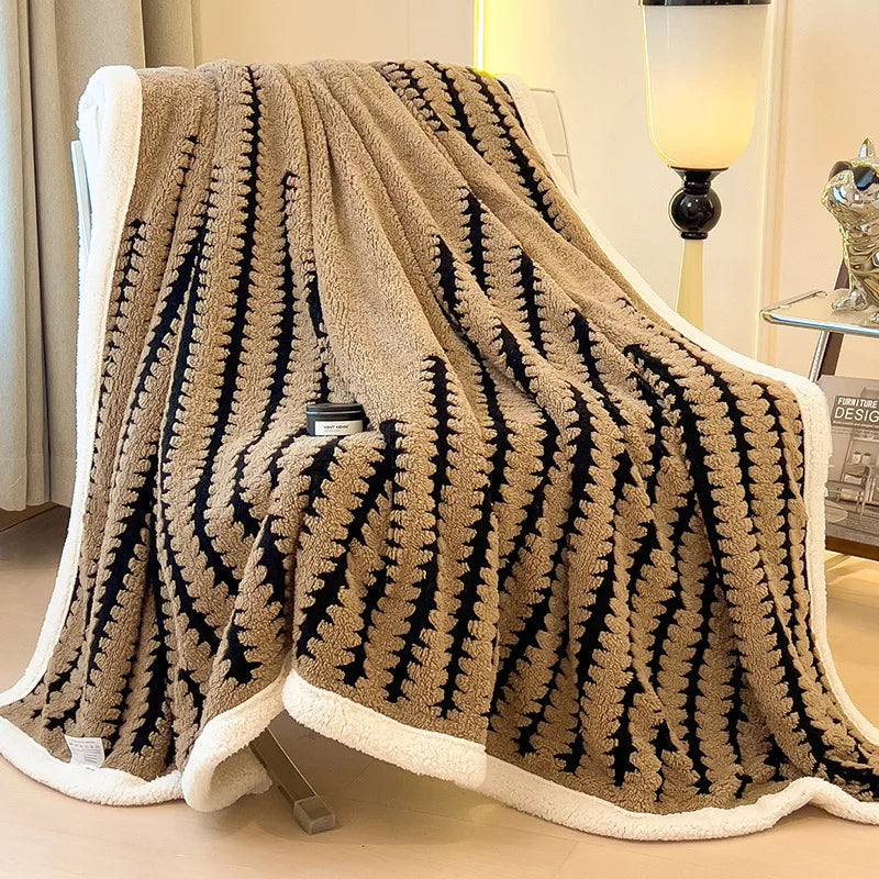 DecorBites™ Jacquard Blanket: Winter Thickened Lamb Wool Nap Shawl for Living Room