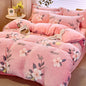 Decobites Flower Print Thicken Winter Warm Bedding Set with Sheet Pillowcases