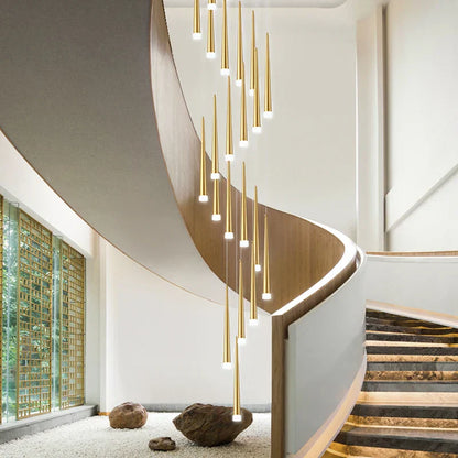 DecorBites™ Golden LED Tapered Chandelier for Modern Living Room & Kitchen Lighting