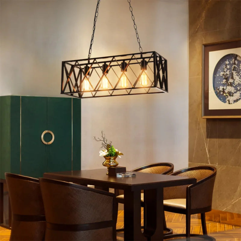 DecorBites™ Industrial Chandelier: Retro Loft Style Pendant Light for Bar, Restaurant, and Retail Settings