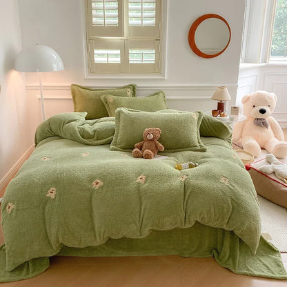 Decobites Teddy Velvet Bedding Set for Winter Warmth and High-end Comfort