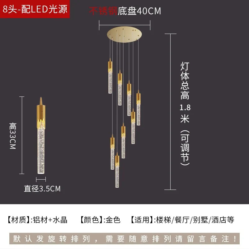 DecorBites™ Crystal Rotating Staircase Chandelier: Luxe Duplex Living Room Pendant