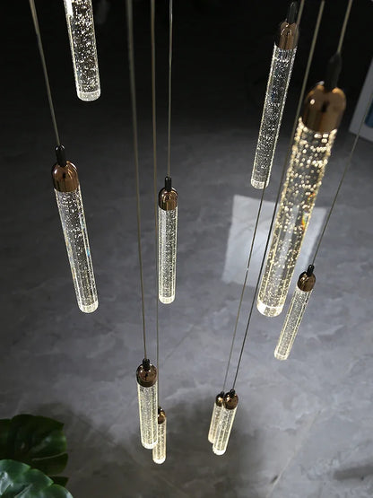 DecorBites™ Crystal LED Chandelier | Modern Pendant Light for Staircase & Living Room