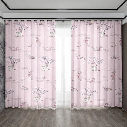 Decobites Pink Floral Bag Curtains for Home Decoration, Kitchen, Coffee Shop, Living Room