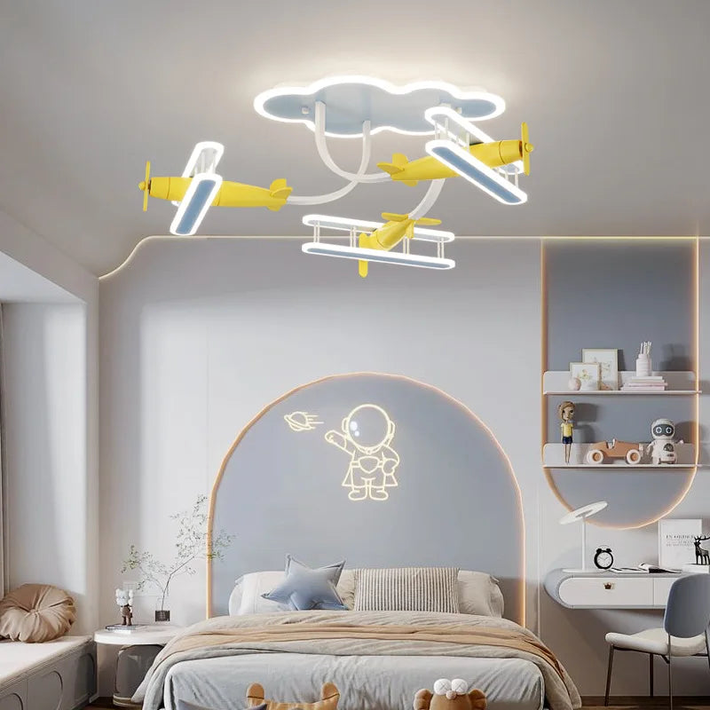 DecorBites™ Cartoon Plane Chandelier Light Kids Room Ceiling Lamp Remote Control