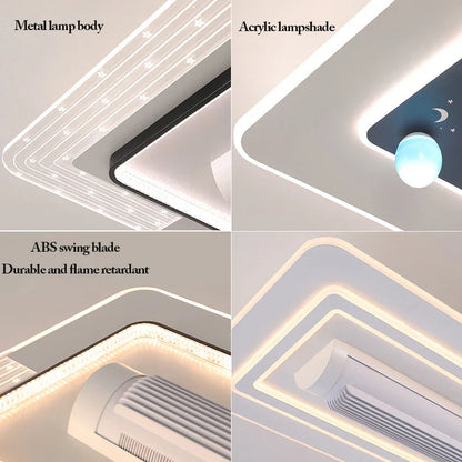 DecorBites™ LED Bladeless Ceiling Fan Dimmable Remote Modern Indoor Lightingusc